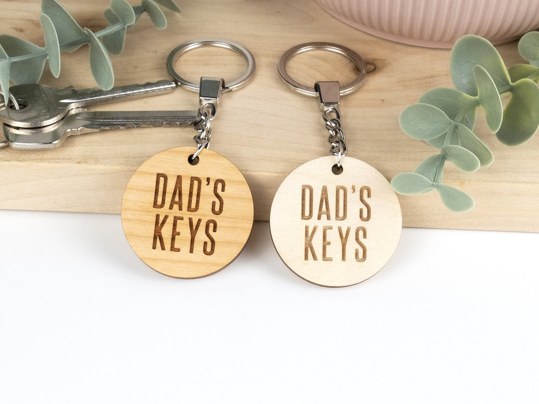 Dad's Keys Keyring - Keychain Reminder, Fathers Day Gift, Gift for Him, Lost Keys, Wooden Keyring Gift