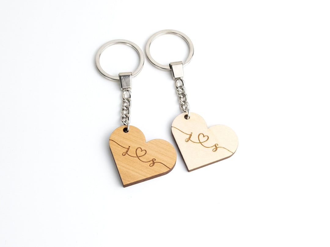 Personalised Couple's Initials Heart Key Rings