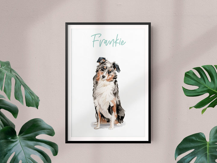 Personalised Dog Art Print - Watercolour Dog Breed Wall Art - Custom Pet Wall Decor