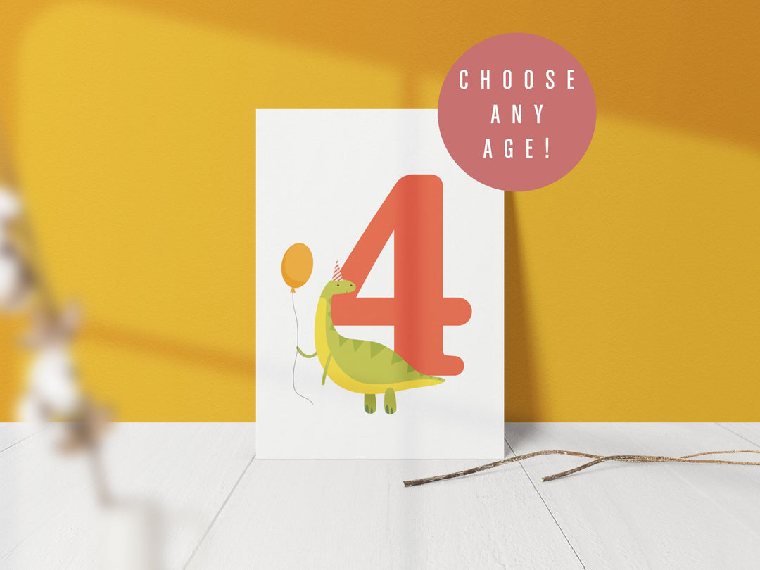 Custom Dinosaur Birthday Card - Custom Child's Age - Brachiosaurus Greetings Card - Kid's Birthday Gift